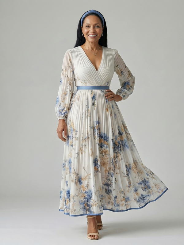 Beatrice | Pleated Wrap Midi Dress