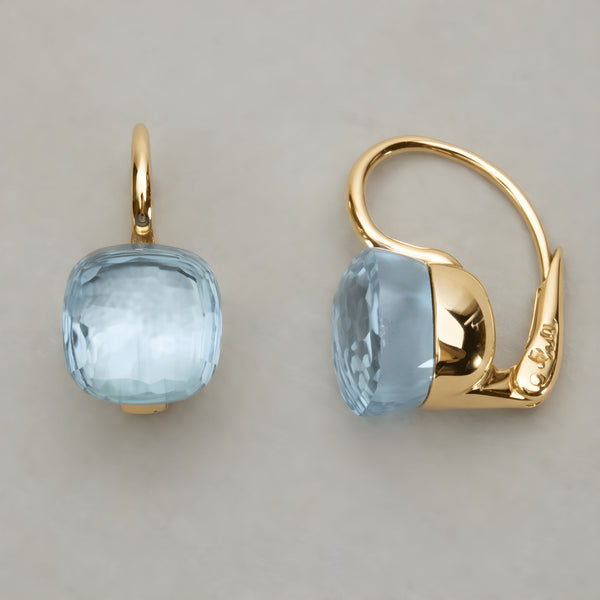 Vintage Blue Crystal Leverback Earrings