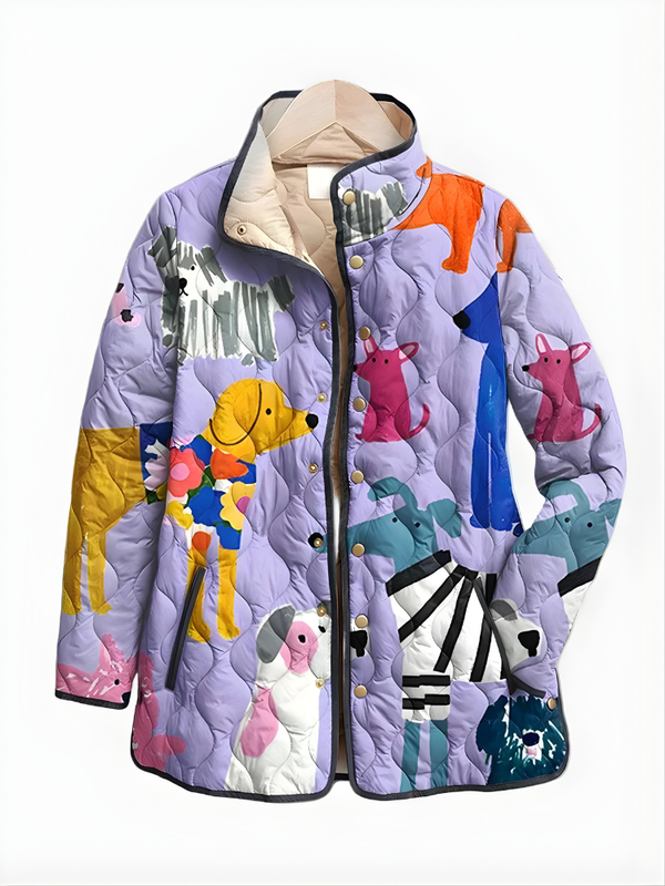 RAVEN™ | Casual Quilted Jacket with Dog Print