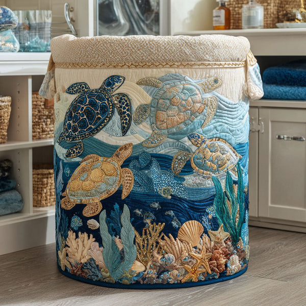 Coastal Turtle Haven Laundry Basket