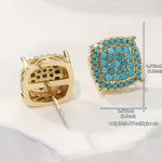 Turquoise Pavé Square Stud Earrings