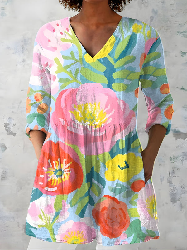 Valerie | Long Blouse with V-Neck