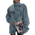 Jackie™ Vintage Washed High Neck Asymmetric Jacket