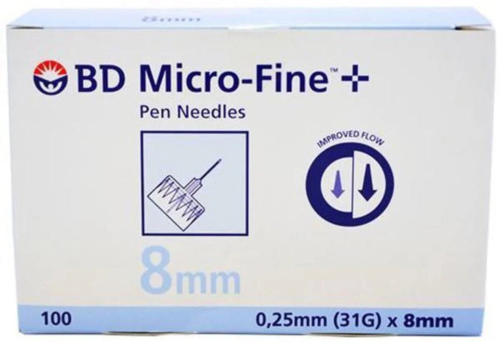 BD MicroFine+ 8mm/31 Gauge Pen Needles (100)