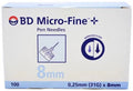 BD MicroFine+ 8mm/31 Gauge Pen Needles (100)