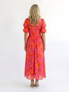 Samara | Floral V-Neck Puff Sleeve Midi Dress