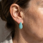 Turquoise Pavé Teardrop Hoop Earrings