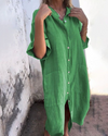 Alondra™ Cotton Linen Shirt Long Dress