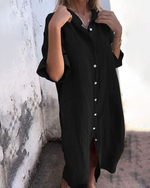 Alondra™ Cotton Linen Shirt Long Dress