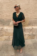 Emelia™ Elegant V-Neck Maxi Dress