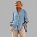 Luisa™ Elegant Ruffled Linen Blend Shirt