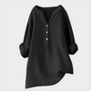 Veronique Elegant Cotton-Linen V-Neck Blouse