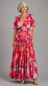 Alessia™ Elegant Floral V-Neck Dress
