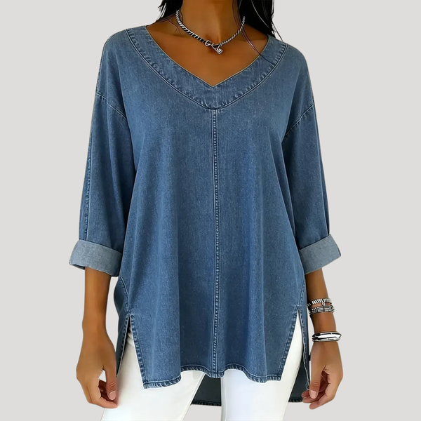 Selena™ Vintage Oversized Denim Top