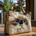 Celestial Blue-Eyed Kitty | Handmade Quilted Tote