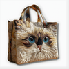 Celestial Blue-Eyed Kitty | Handmade Quilted Tote