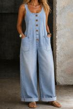 Briana | Vintage Washed Cotton Denim Overalls