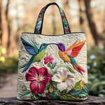 Colorful Hummingbird Garden Bliss | Handmade Quilted Tote