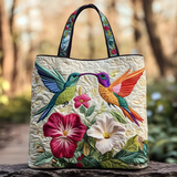 Colorful Hummingbird Garden Bliss | Handmade Quilted Tote
