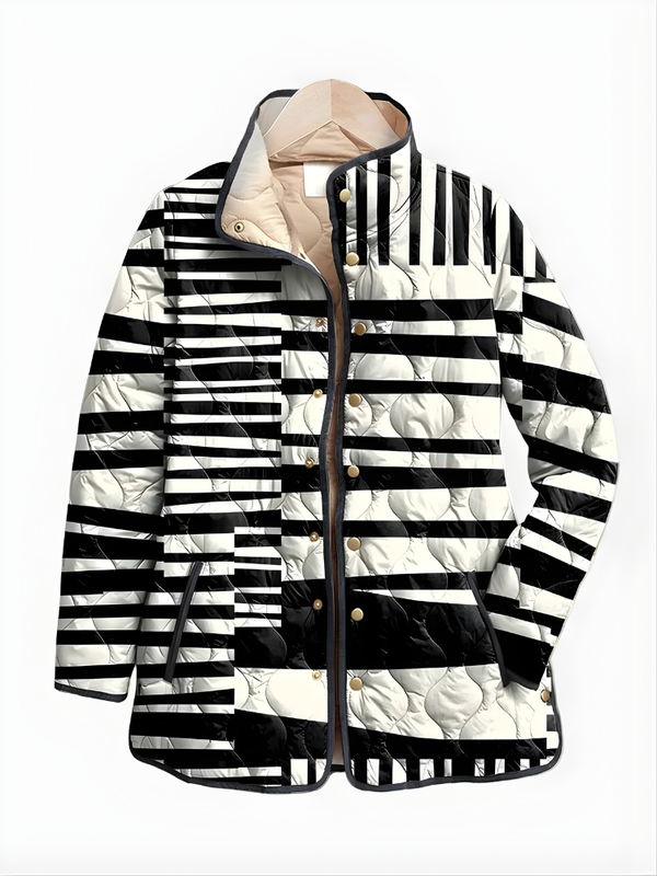 ELODIE™ | Abstract Padded Jacket Black and White
