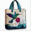 Emerald Hummingbird Bloom | Handmade Quilted Tote