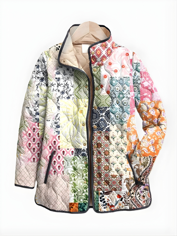 IVORY™ | Casual Floral Print Quilted Jacket