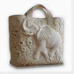 Ivory Elephant Elegance | Handmade Quilted Tote