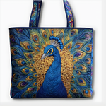 Royal Peacock Elegance | Handmade Quilted Tote