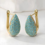 Turquoise Pavé Teardrop Hoop Earrings
