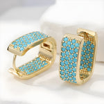 Turquoise Pavé Gold Huggie Earrings
