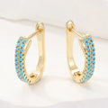 Turquoise Pavé Classic Gold Huggies