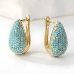 Turquoise Pavé Teardrop Hoop Earrings