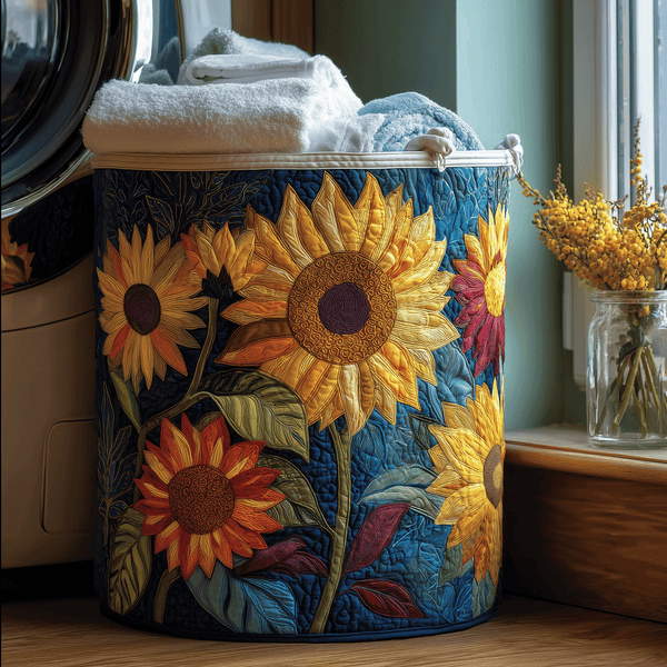 Golden Bloom Laundry Basket