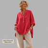 Veronique™ Elegant Cotton-Linen V-Neck Blouse