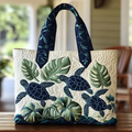 Tropical Sea Turtle Leaves | Handmade Quilted Tote