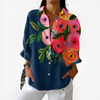 Navy Bloom Colorblock Blouse