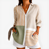 Neutral Patchwork Stripe Blouse