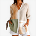 Neutral Patchwork Stripe Blouse