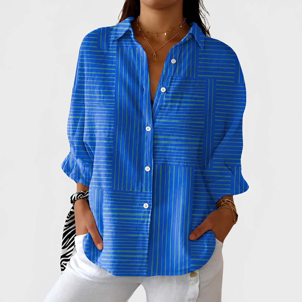 Modern Blue Stripe Blouse