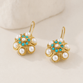 Vintage Turquoise & Pearl Statement Earrings