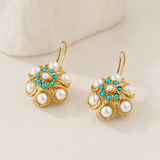 Vintage Turquoise & Pearl Statement Earrings