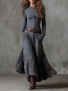 Natasha™ Vintage Plaid Suede Maxi Dress