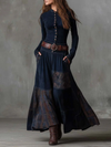 Natasha™ Vintage Plaid Suede Maxi Dress