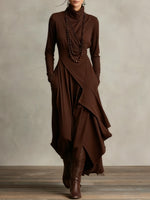 Arielle Vintage Asymmetrical Turtleneck Dress