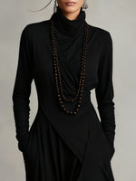 Arielle™ Vintage Asymmetrical Turtleneck Dress