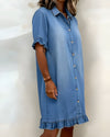 Katie | Effortlessly Flattering Ruched Denim Dress