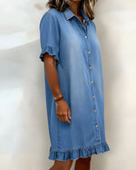 Katie | Effortlessly Flattering Ruched Denim Dress