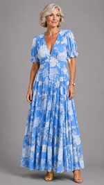 Alessia™ Elegant Floral V-Neck Dress