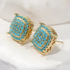 Turquoise Pavé Square Stud Earrings