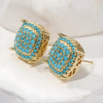 Turquoise Pavé Square Stud Earrings